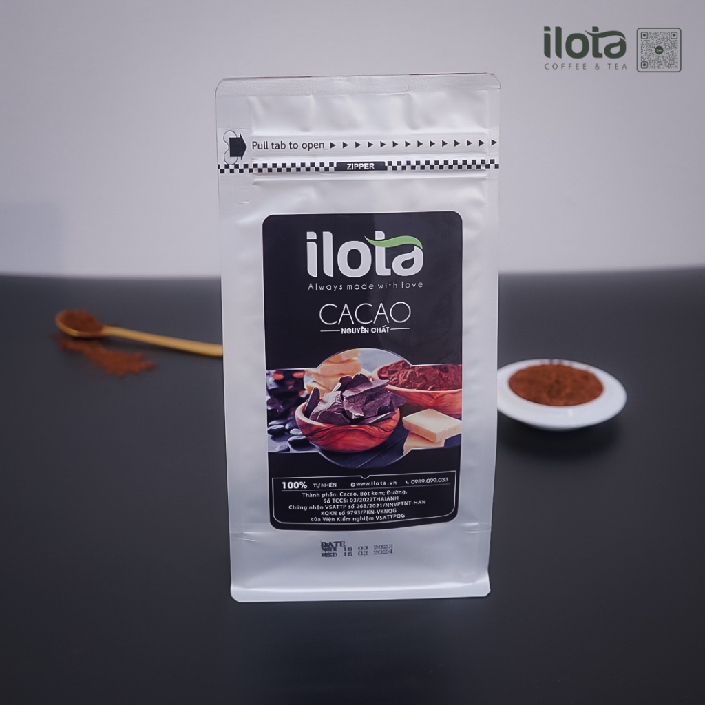 Cacao nguyên chất ILOTA pha đồ uống, làm bánh 500gr