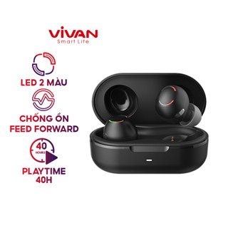 [BH 1 Năm] Tai Nghe Bluetooth 5.2 VIVAN TWS Liberty T110 Black TWS, Led 2 Màu, Playtime 40h, Chống Ồn Tốt - Chính Hãng