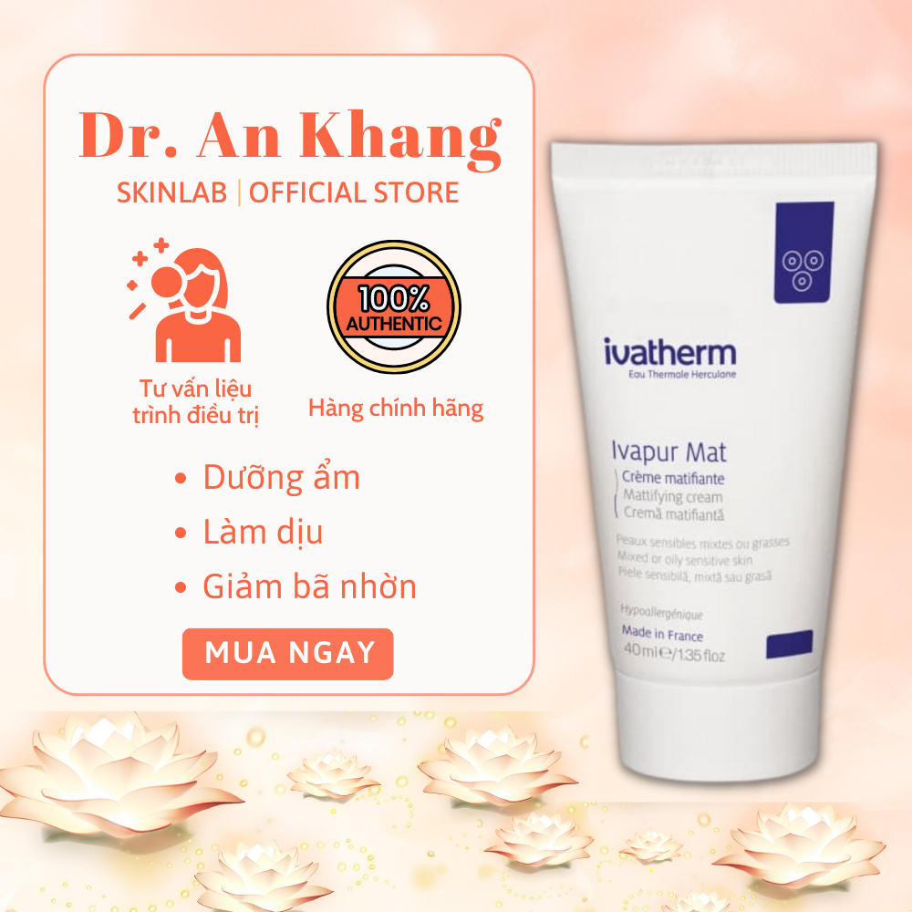 Kem Dưỡng Ẩm Ivatherm Ivapur Mat Mattifying Cream dành cho da dầu mụn 40ml - Dr. An Khang