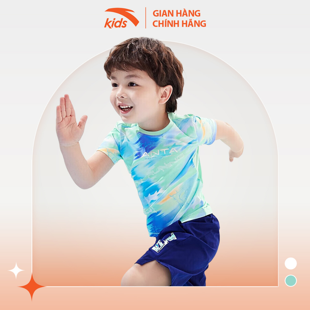 Áo phông thể thao bé trai Anta Kids vải polyester co giãn 4 chiều, thoáng khí W352329118