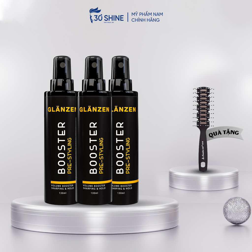 Xịt tạo phồng Glanzen Booster Pre-Styling - Tạo phồng, Giảm bết tóc & Bảo vệ tóc khỏi nhiệt độ cao