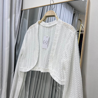 ÁO KHOÁC CROP ĐAN LƯỚI TRẮNG (Có Bigsize)