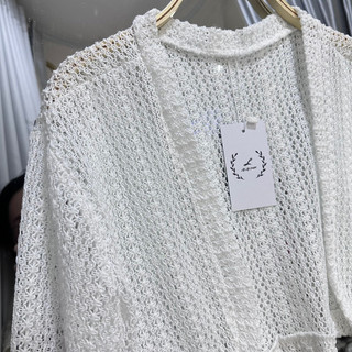 ÁO KHOÁC CROP ĐAN LƯỚI TRẮNG (Có Bigsize)