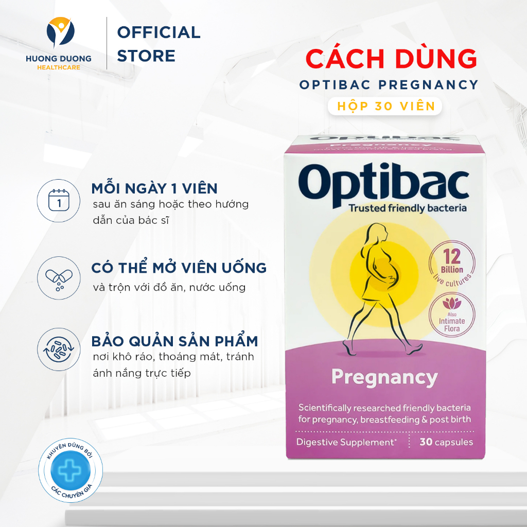Men vi sinh OptiBac Probiotics For Pregnancy cho mẹ bầu và con bú cải thiện tiêu hoá, miễn dịch, viêm phụ khoa
