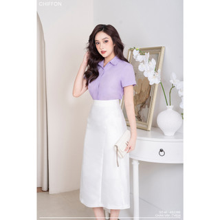 Chân váy tafta chữ A xếp ly eo Chiffon