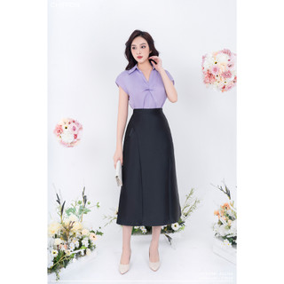 Chân váy tafta chữ A xếp ly eo Chiffon