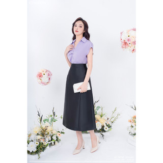 Chân váy tafta chữ A xếp ly eo Chiffon