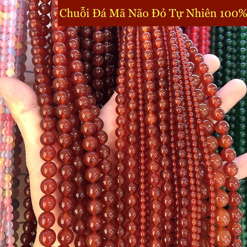 Đá Mã Não Đỏ  tự nhiên - Vòng tay đá phong thuỷ biểu tượng cửa sự trường thọ cho mệnh hoả và mệnh thổ