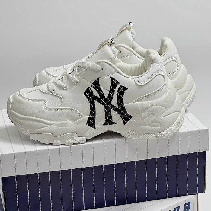 Giày thể thao MLB gót nỉ đen/nâu hot 2023,Giày sneaker M.LB NY đen nâu dành cho nam nữ chuẩn 1:1 full bill box phụ kiện