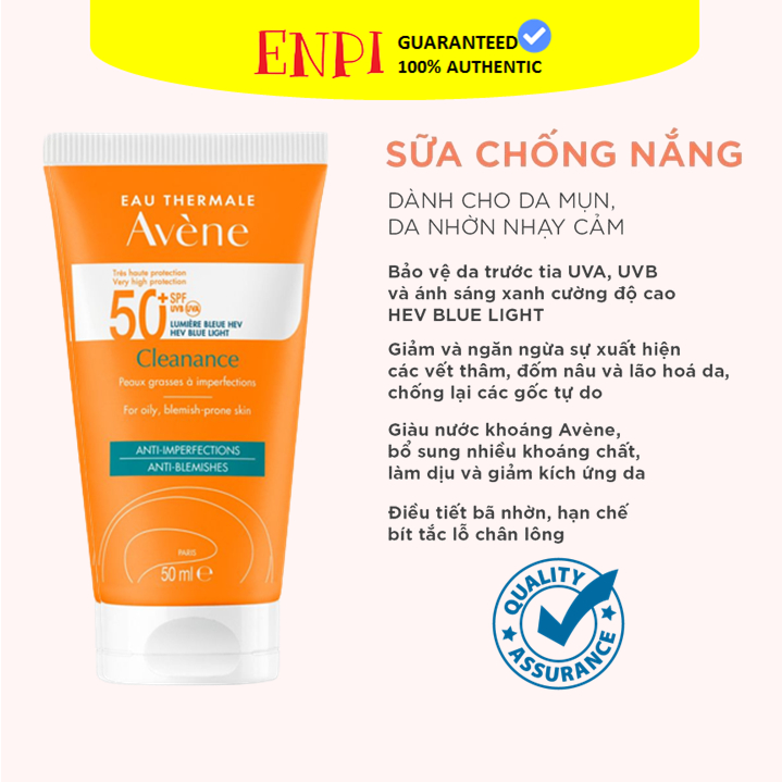 Kem chống nắng da dầu mụn Avene Cleanance Sunscreen SPF50+