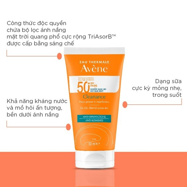 Kem chống nắng da dầu mụn Avene Cleanance Sunscreen SPF50+