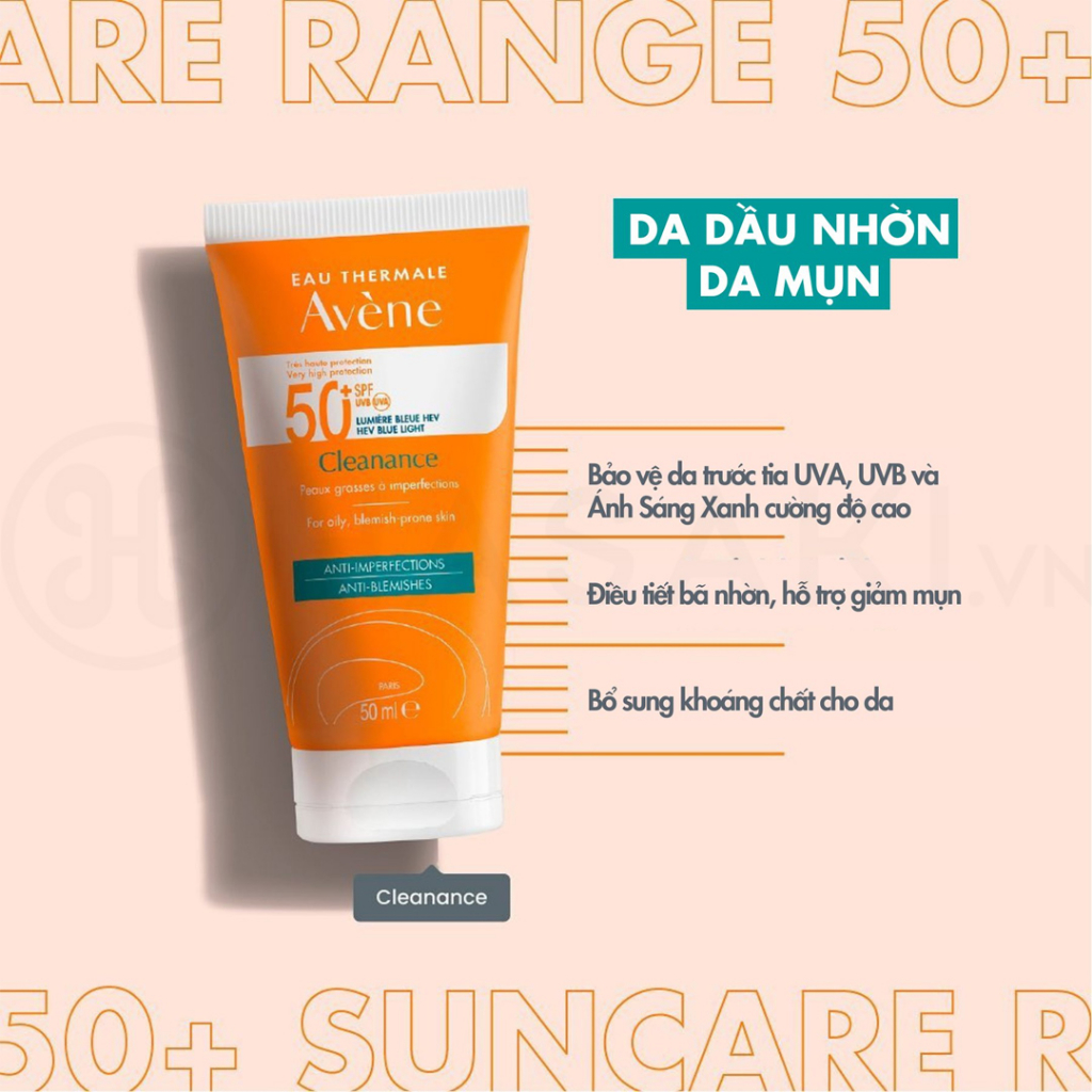 Kem chống nắng da dầu mụn Avene Cleanance Sunscreen SPF50+