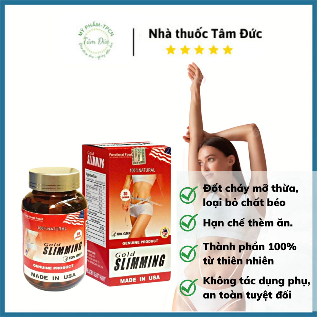 Viên giảm cân cấp tốc AN TOÀN HIỆU QUẢ Gold Slimming Mỹ