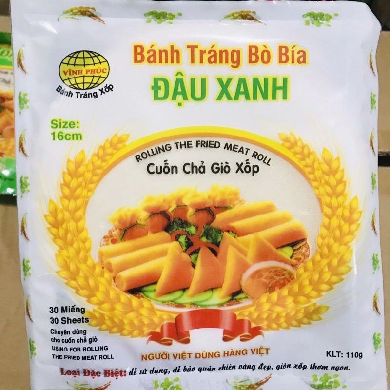 Túi 30 Lá bánh bò bía đậu xanh - vỏ bò bía làm nem cuốn chả giò