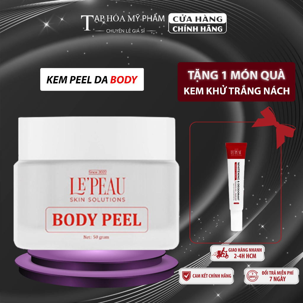 Peel da body retinol mini LEPEAU, peel body toàn thân giúp da tái tạo trắng sáng hết thâm sạm 50gr