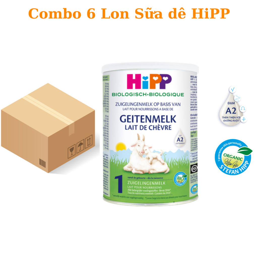 Combo 6 Lon Sữa dê HiPP Organic 400g Số 1,2,3 Giúp Bé Phát Triển Chiều Cao, Trí Não, Tăng Cường Hấp Thu, Date 2024