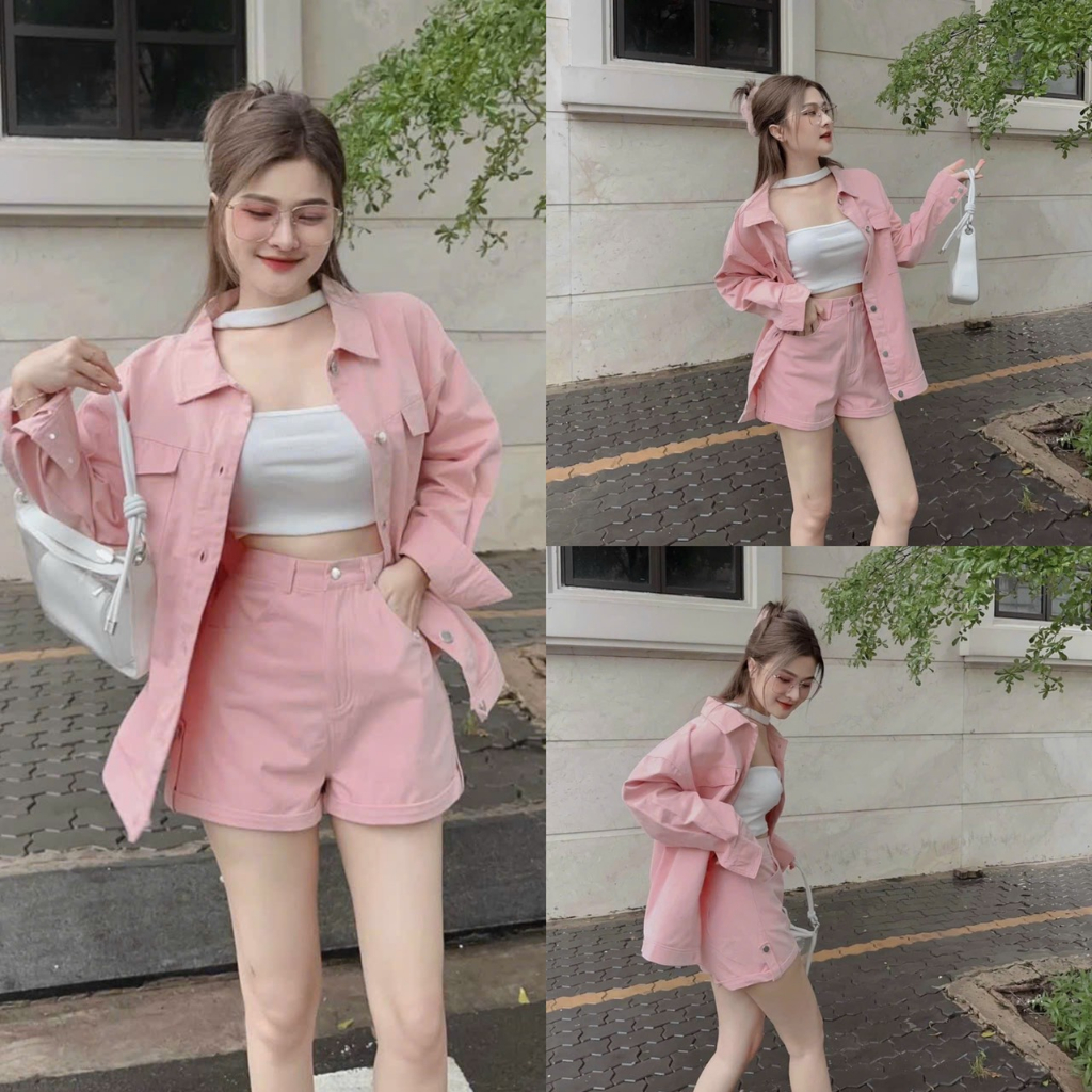 Sét bộ nữ áo khoắc kaki kèm lót borip sang chảnh mix quần tôn dáng dễ thương xinh xắn đi chơi dự tiệc