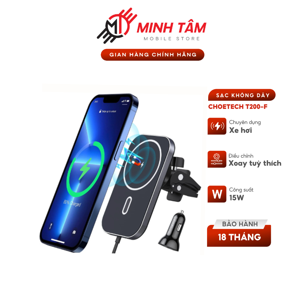 Đế sạc MS CHOETECH dùng trên xe hơi - T200-F - Hàng chính hãng - Minh Tâm Mobile