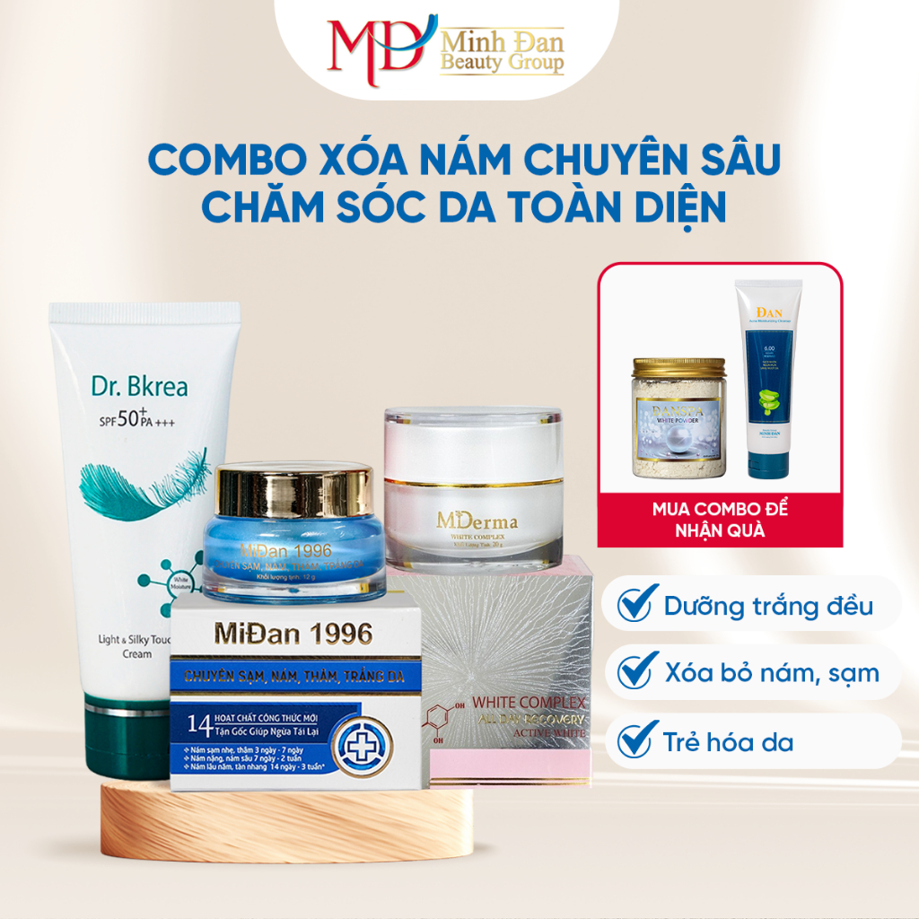 Combo xoá sạch nám chuyên sâu bảo vệ da toàn diện - Minh Đan Beauty Group [xóa sạch nám, chống nắng, trắng đều màu da]