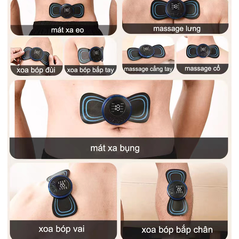 Miếng dán massage  Máy mát xa từ xa thông minh Chân eo / Miếng dán mát xa cơ vai - Máy Mát xa mini Toàn Thân