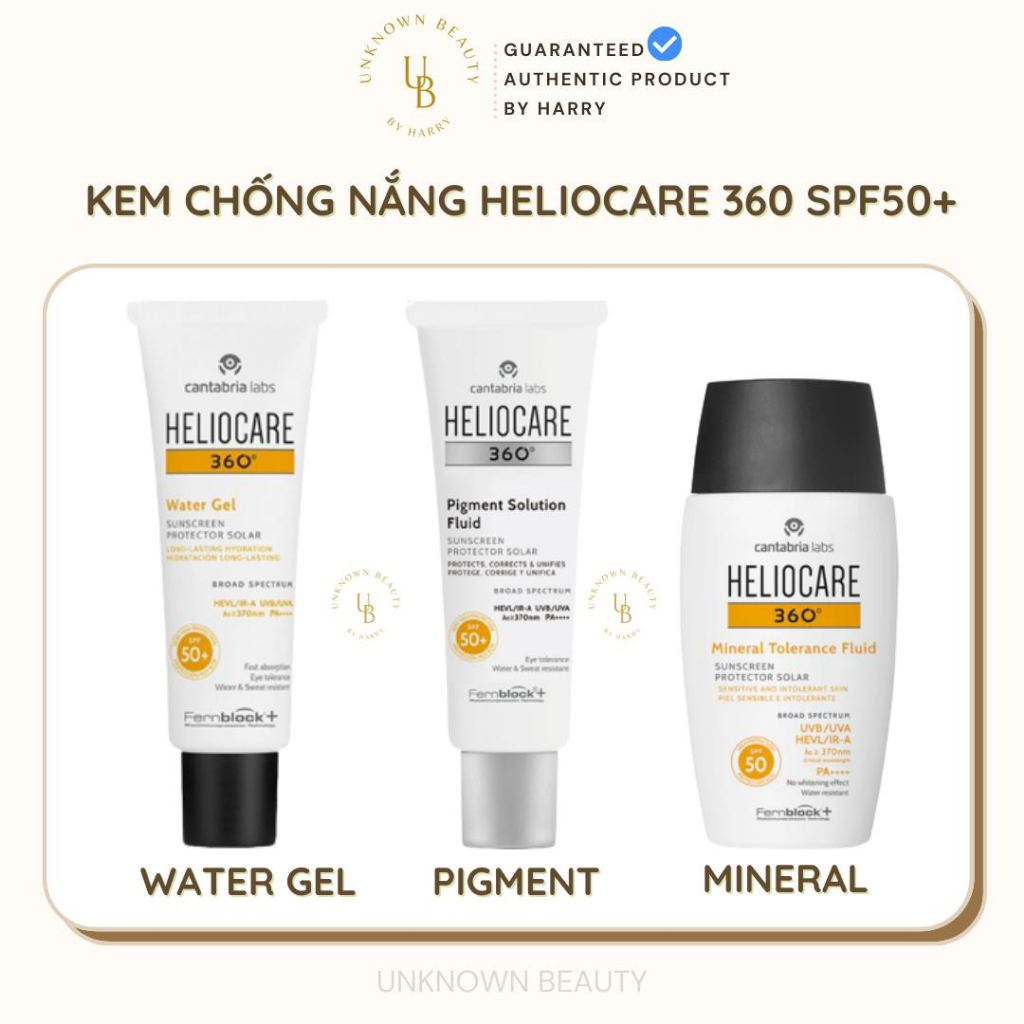Kem chống nắng Heliocare Water Gel, Pigment, Mineral 50ml | Unknown Beauty