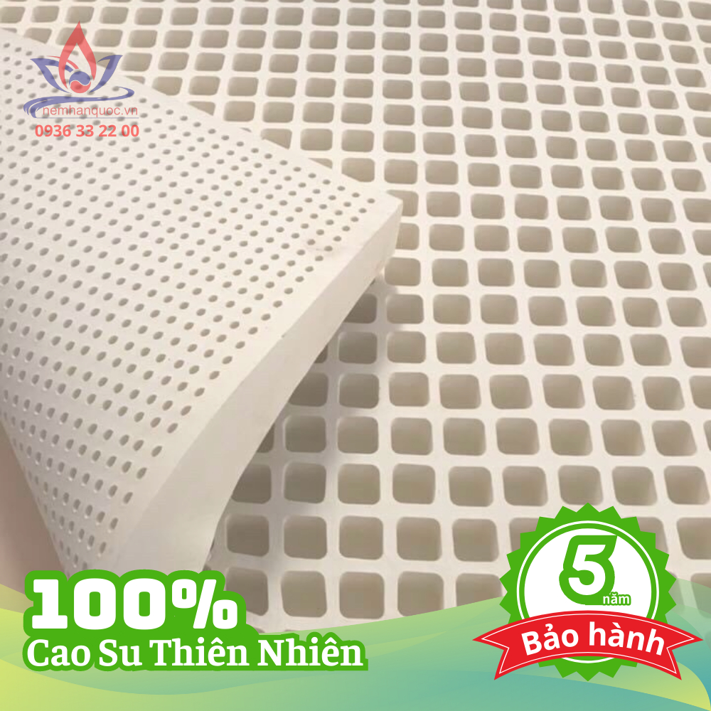Nệm cao su thiên nhiên 100%,bảo hành xẹp, freeship size 100cm x 200cm x5cm