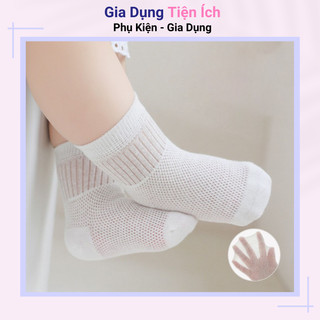 Sét 4 đôi tất/vớ cotton trơn cao cấp co giãn thoáng khí mềm mại cho bé sơ sinh 0-3 tuổi