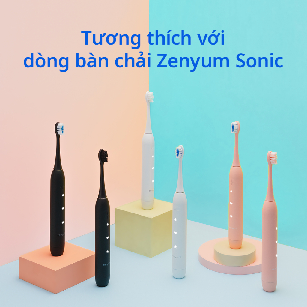 [SẢN PHẨM MỚI] Hộp 2 Đầu Bàn Chải ZenyumSonic Phiên Bản Êm Dịu - Màu Đen/Trắng/Hồng