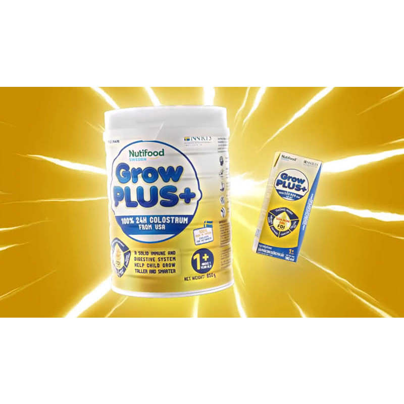 Thùng Sữa pha sẵn Nutifood Grow Plus Vàng sữa non 48 hộp 110ml