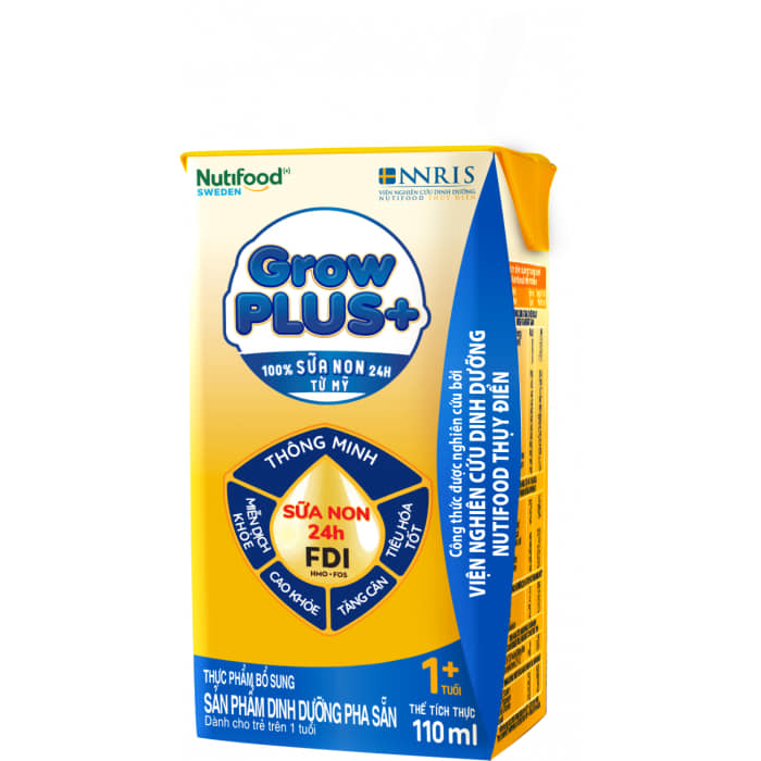 Thùng Sữa pha sẵn Nutifood Grow Plus Vàng sữa non 48 hộp 110ml