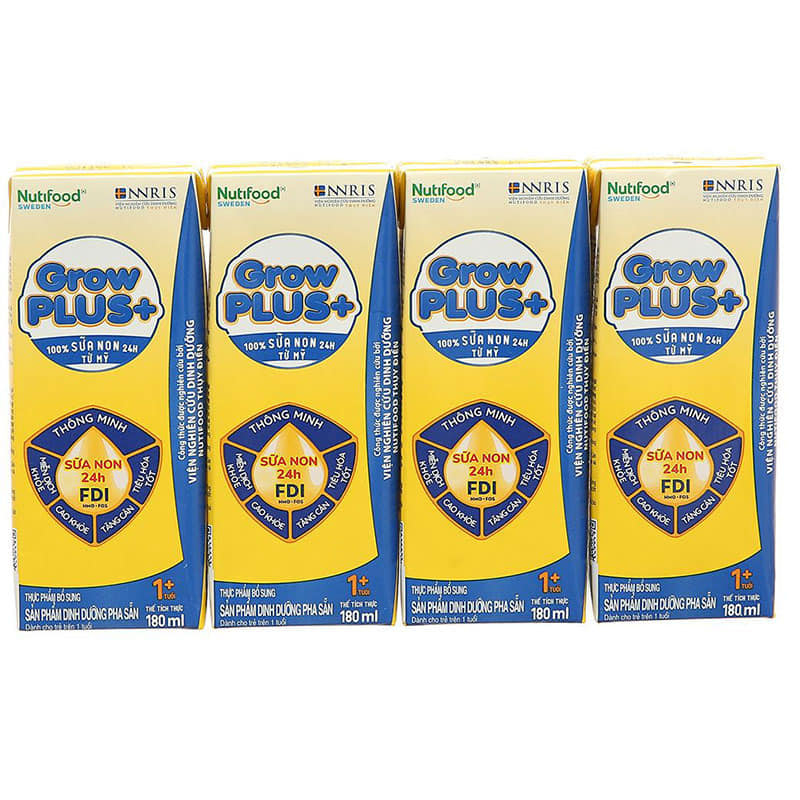 Thùng Sữa pha sẵn Nutifood Grow Pluss+ Vàng 48 hộp 180ml