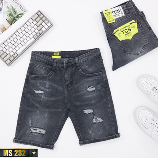 Quần short jean nam chất bò co giãn, màu đen rách thời trang LUTY SHOP ms209