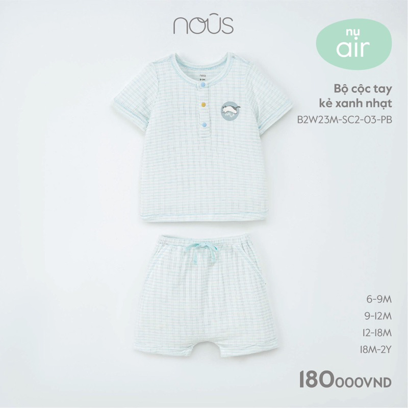 NOUS Bộ Cộc Tay Cài Vai Cho Bé Hàng Chính Hãng