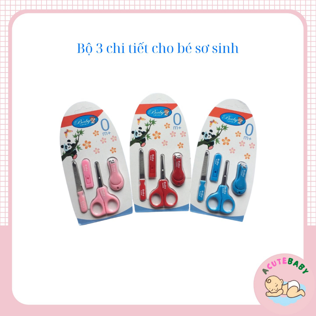Bấm móng tay trẻ sơ sinh Bộ cắt móng tay 4 chi tiết cho bé Baby Love (3 màu)