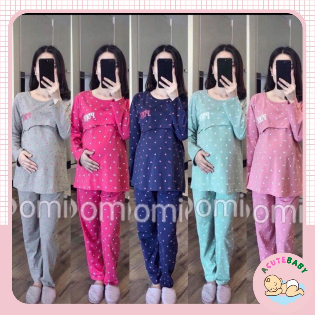 Bộ bầu và sau sinh dài tay mã đẹp pink