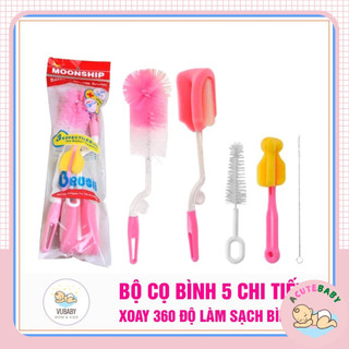 Bộ cọ rửa bình sữa 5 chi tiết xoay 360 độ