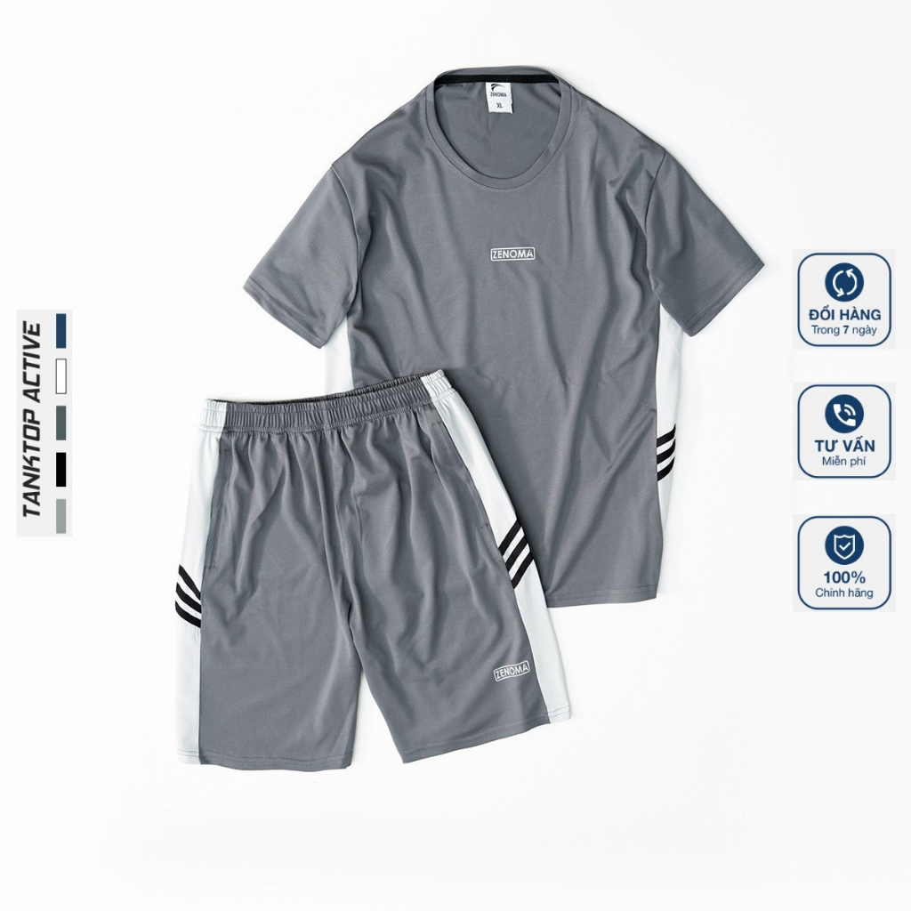 Bộ Quần Áo Thể Thao Thun Nam Mùa Hè Vải Cá Sấu Cotton Cao Cấp Co Dãn Thoáng Khí - D035