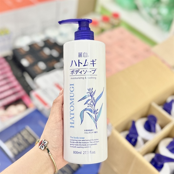 Sữa Tắm Sáng Da, Giảm mụn, Trẻ Hóa Da Reihaku Hatomugi Moisturizing & Washing The Body Soap 800ml