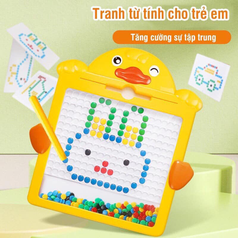 Bảng vẽ tranh xếp hình hạt nam châm có bút từ tính cho bé