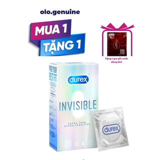 Bao cao su Durex Invisible siêu mỏng size 52mm, hộp 10 bao