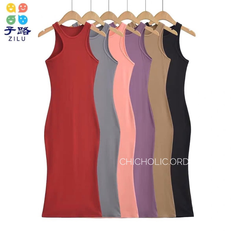 Váy ba lỗ dáng dài ôm body bầu bì bon chen 6 màu có size