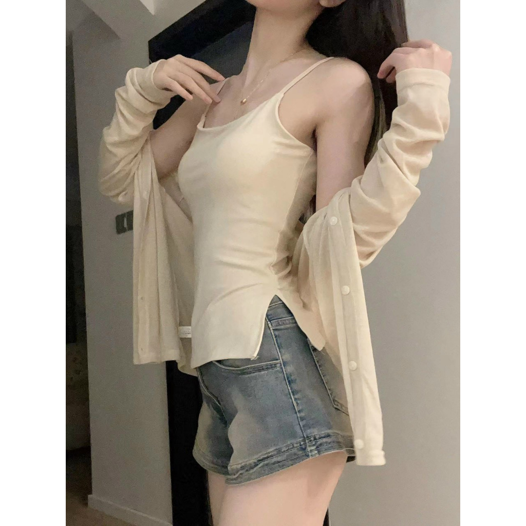 Áo Hai Dây Nữ Tà Lệch Chất Thun Quảng Châu, Áo Thun Hàng Ngày 21Room