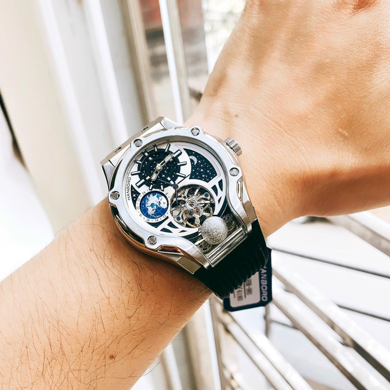Đồng Hồ Nam Huboler Hanboro Automatic , Dây Cao Su , Size 45mm fullbox