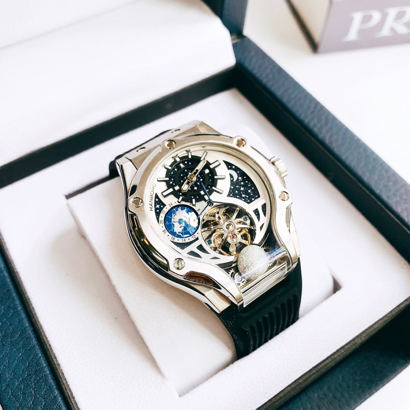 Đồng Hồ Nam Huboler Hanboro Automatic , Dây Cao Su , Size 45mm fullbox