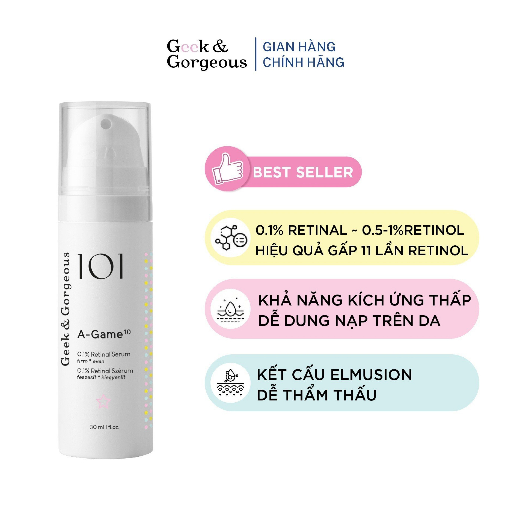 Tinh Chất Chống Lão Hóa Tái Tạo Da Geek&Gorgeous A-Game 10 30ml