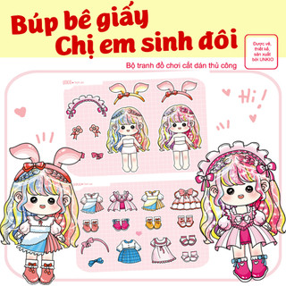 Búp bê giấy -đồ chơi cắt dán thủ công-búp bê
