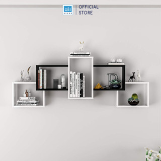 Kệ Gỗ Trang Trí Treo Tường BOLD Màu Trắng Phối Đen SIB Decor KT204