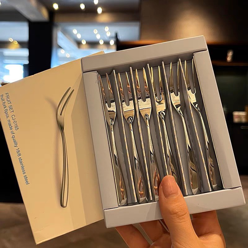 Dĩa inox 304 ăn hoa quả nhỏ sáng bóng bằng thép không gỉ 18/10