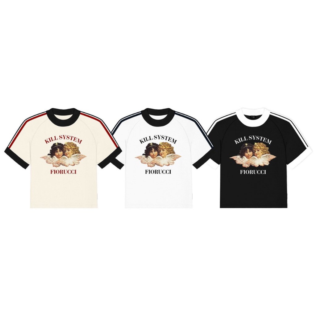 Áo thun Killsystem form fit Fiorucci màu đen ngắn tay chất vải cotton