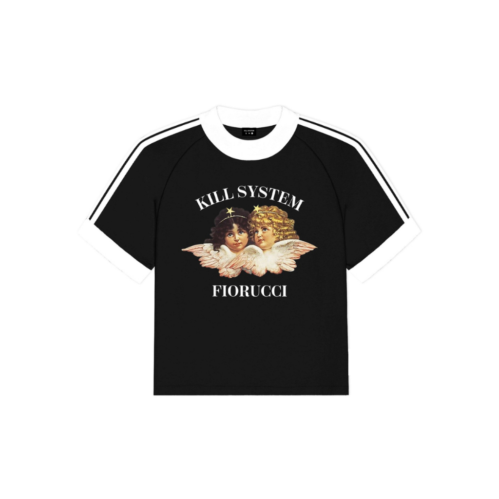 Áo thun Killsystem form fit Fiorucci màu đen ngắn tay chất vải cotton
